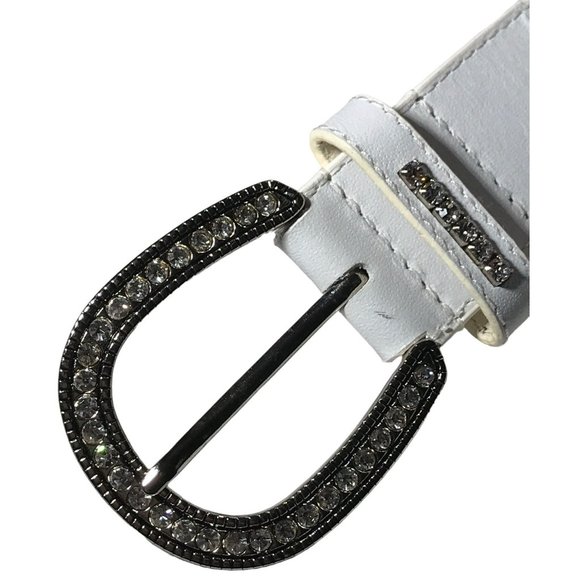 Christine Alexander Medium White Leather SWAROVSKI Bling BELT Western PINK FUSCH main image 7